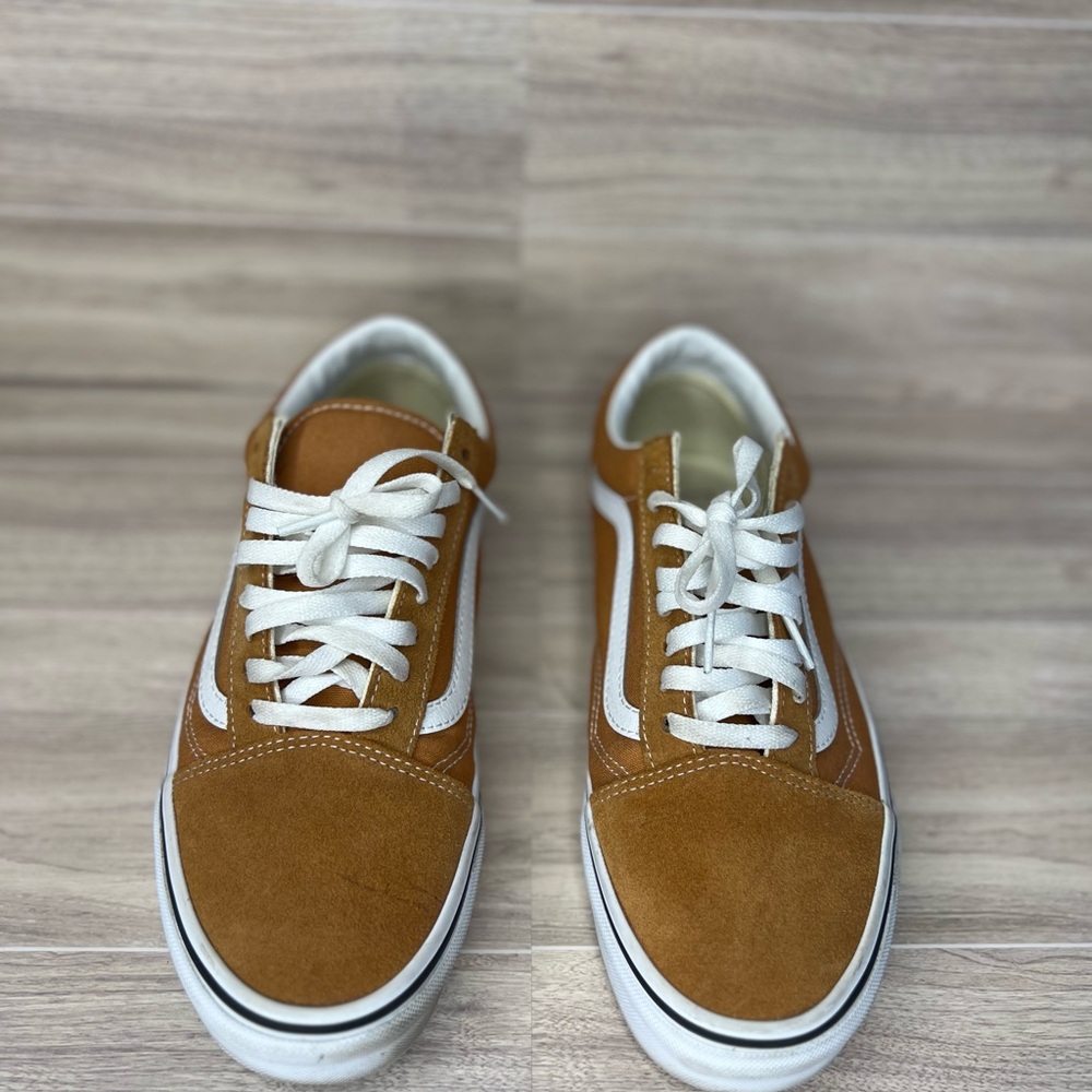 Vans Tan and White Old Skool Sneakers